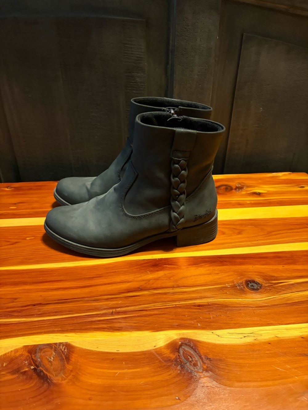 Women's Black Braided Detail Ankle Boots - Sleek Low Heel